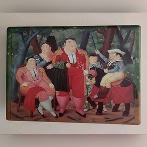 F. Botero "El Zurdo y Su Cuadrilla" 1987 Wooden Keepsake Empty Box.